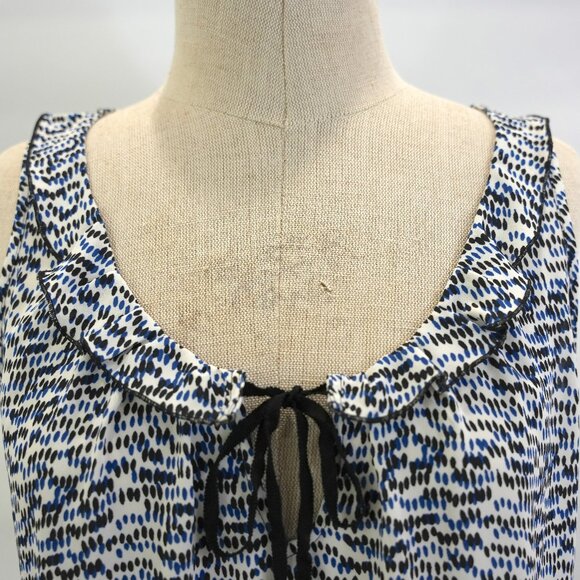 Ann Taylor Loft Women's Camisole Tie Front Blue White Black Size Medium Petite - Picture 7 of 13